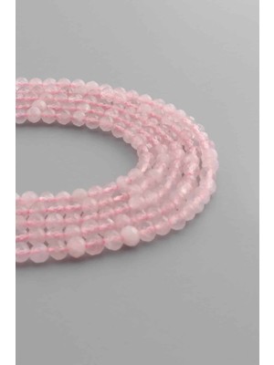 Uçar Doğal Taş Pembe Kuvars Doğal Taş Kristal Kesim 4mm Dizi