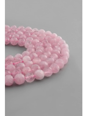 Uçar Doğal Taş Pembe Kuvars Doğal Taş Kristal Kesim 8mm Dizi [AA]