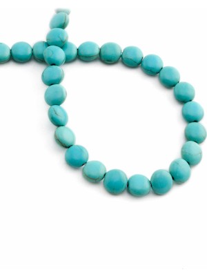 Uçar Doğal Taş Turkuaz Sıkma Doğal Taş Parlak Mavi Daire Kesim 8x4mm Dizi [B+]