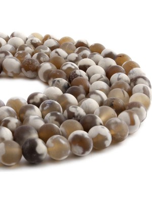 Uçar Doğal Taş Pat Pat Akik Doğal Taş Mat Kahverengi Küre Kesim 8mm Dizi