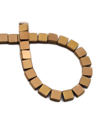 Uçar Doğal Taş Hematit Doğal Taş Parlak Kahverengi Yassı Kare Kesim 8X8MM Dizi