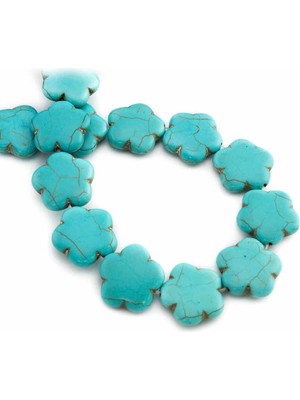 Uçar Doğal Taş Turkuaz Sıkma Çiçek Kesim 20mm Dizi