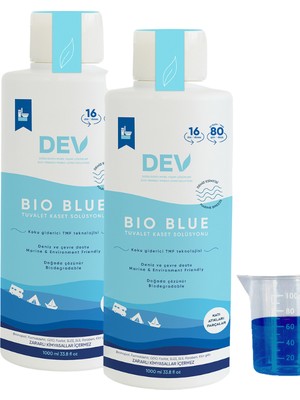 Karavan Tekne Portatif Tuvalet Kimyasalı 2li Mavi Atık Parçalayıcı 32doz Ölçek Hediye DEVBIO2