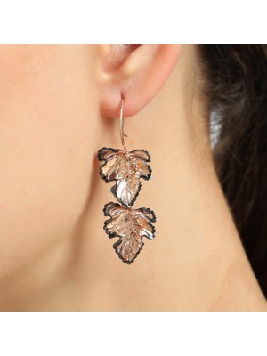 925 Ayar Gümüş Çiftli AsmaYaprağı Küpe