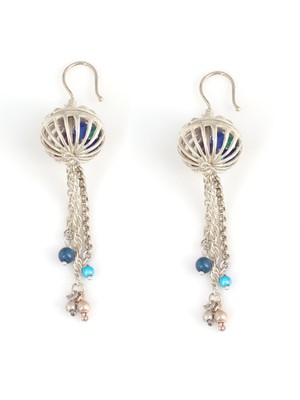 925 Ayar Gümüş Kafesli Top Taşlı Küpe