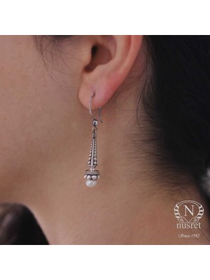 925 Ayar Gümüş İnci Taşlı Buket Tasarım Küpe