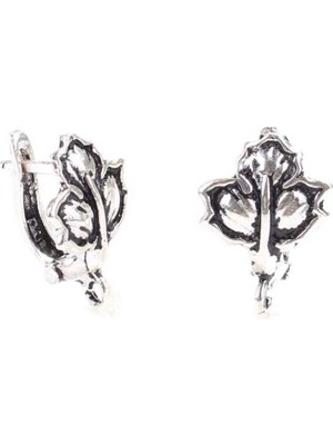 925 Ayar Çınar Yaprağı modeli Arkadan Kıskaçlı Küpe