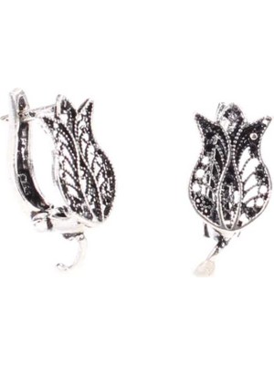 925 Ayar Telkari Lale modeli Arkadan Kıskaçlı Küpe