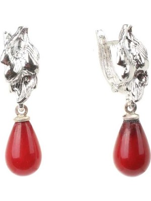 925 Ayar Gümüş Damla Mercan Küpe