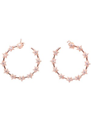 925 Ayar Gümüş Yıldızlı Taşlı Halka Küpe