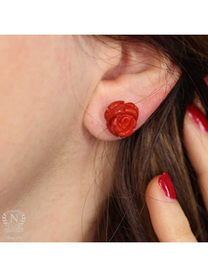 925 Ayar Gümüş 1,2 cm Gül Mercan Küpe