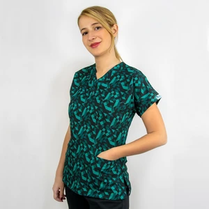 Nur Medikal Giyim Geometri Desenli Likralı Doktor Hemşire Hastane Cerrahi Tek Üst Forma