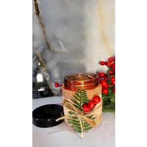 Aura Gift Shop Amber Cam Yılbaşı Kavanozu, Kapaklı, Kokina Çiçeği, Yılbaşı Hediye, Hediyelik, Mumluk