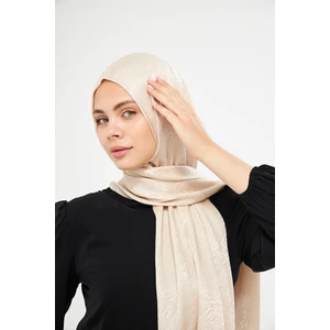 Şehr-i Şal Sakafashion Jakarlı Zebra  Desenli Şal - Açık Krem