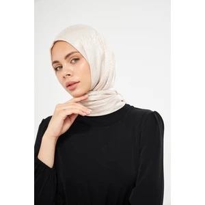 Şehr-i Şal Sakafashion Jakarlı Zebra Desenli  Şal - Krem