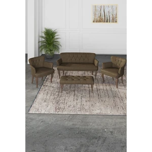 Gada Grup Gadagrup Kolu Çay Seti Koltuk Takımı, Salon Balkon Takımı(2+1+1+Puf Ceviz Ayak)