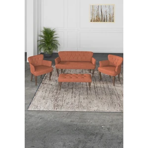 Gada Grup Gadagrup Kolu Çay Seti Koltuk Takımı, Salon Balkon Takımı(2+1+1+Puf Ceviz Ayak)