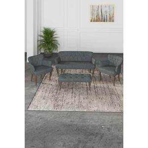 Gada Grup Gadagrup Kolu Çay Seti Koltuk Takımı, Salon Balkon Takımı(2+1+1+Puf Ceviz Ayak)