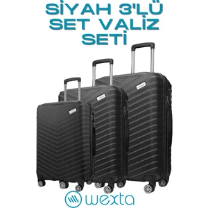 WX-1001 Siyah 3'lü Set Valiz / Seyahat Bavulu