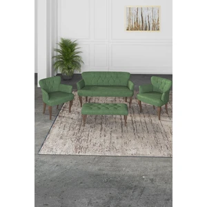 Gada Grup Gadagrup Kolu Çay Seti Koltuk Takımı, Salon Balkon Takımı(2+1+1+Puf Ceviz Ayak)