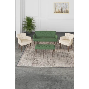 Gada Grup Gadagrup Kolu Çay Seti Koltuk Takımı, Salon Balkon Takımı(2+1+1+Puf Ceviz Ayak)