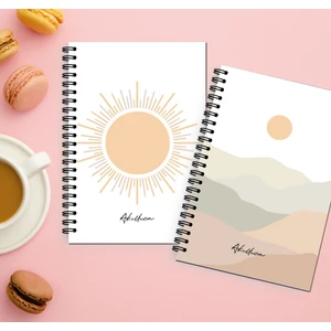 Akıllı Adam Yayınları 2'li Mountains Sun Series 13 x 20 Spiralli Çizgisiz 56 Yaprak Defter Seti