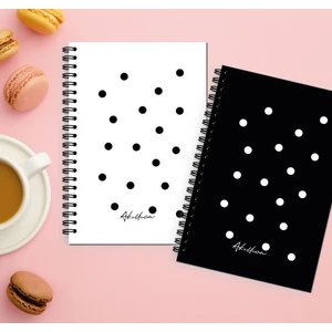 Akıllı Adam Yayınları 2'li Bullet Journal Series Siyah + Beyaz 13 x 20 Spiralli Noktalı 56 Yaprak Defter Seti