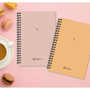 Akıllı Adam Yayınları 2'li Moon Series Sarı + Pudra 13 x 20 Spiralli Çizgisiz 56 Yaprak Defter Seti