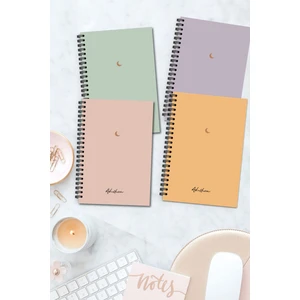 Akıllı Adam Yayınları 4'lü Moon Series 13 x 20 Spiralli Çizgisiz 56 Yaprak Defter Seti
