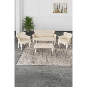 Gada Grup Gadagrup Kolu Çay Seti Koltuk Takımı, Salon Balkon Takımı(2+1+1+Puf Beyaz Ayak)