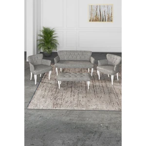 Gada Grup Gadagrup Kolu Çay Seti Koltuk Takımı, Salon Balkon Takımı(2+1+1+Puf Beyaz Ayak)