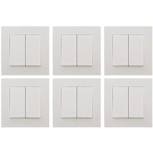 Neo Beyaz İkili Anahtar (Komütatör) Çerçeveli 6 Adet