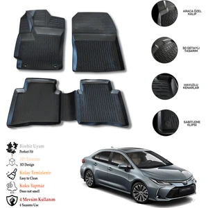 Toyota Corolla 2023 3D Havuzlu Paspas Otl
