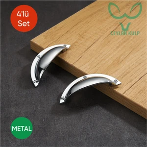 Ceylan Kulp 4'lü 32 mm Krom Istiridye Kulp Mobilya Dolap Çekmece Kulpu