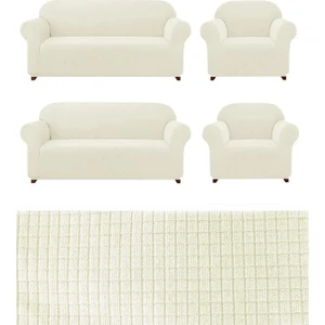 Likrali 3+3+1+1 Lastikli Koltuk Takımı Kılıfı. Çekyat Koltuk Örtüsü Streç Esnek Kanepe Kılıfı