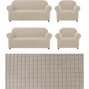 Likrali 3+3+1+1 Lastikli Koltuk Takımı Kılıfı. Çekyat Koltuk Örtüsü Streç Esnek Kanepe Kılıfı