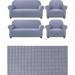 Likrali 3+3+1+1 Lastikli Koltuk Takımı Kılıfı. Çekyat Koltuk Örtüsü Streç Esnek Kanepe Kılıfı