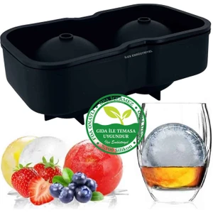 İles Gurme Iles Büyük Boy Silikon 2 Bölmeli Xl Top Buz Kalıbı, Siyah