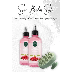 Eyüp Sabri Tuncer Sirke Saç Toniği Frambuazlı 100 ml x 2 Adet ve Masaj Şampuan Fırçası Yeşil