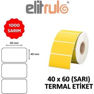 Elitrulo Barkod Etiketi 40X60 Termal Sarı - 1000 Adet