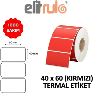 Elitrulo Barkod Etiketi 40X60 Termal Kırmızı - 1000 Adet