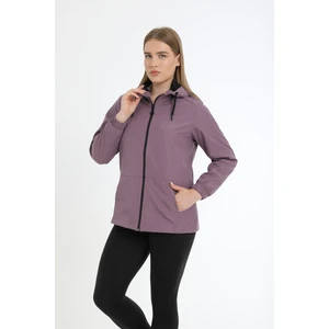 Kadın Mürdüm Içi Astarlı Su Geçirmez ve Rüzgara Dayanıklı Kapüşonlu Iç Cepli Yağmurluk - Rüzgarlık