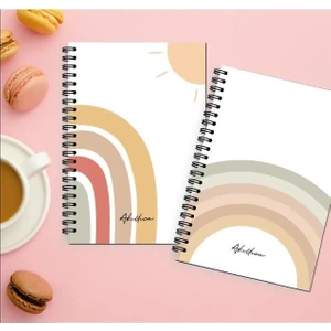 Akıllı Adam Yayınları 2'li Rainbow Sun Series 13X20 Spiralli Çizgisiz 56 Yaprak Defter Seti