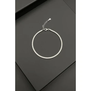 925 Ayar Gümüş 2mm Zirkon Taşlı Beyaz Renk Tennis Erkek Bileklik FRJ11979-2079-A