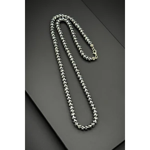 Hematit Doğal Taşlı Gümüş Renkli Erkek Kolye FRJ30669-769-A