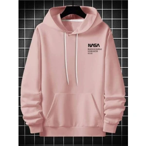 Black Sokak  Nasa Believe Baskılı Pembe Oversize Kapüşonlu Sweatshirt