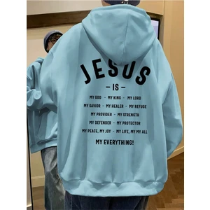 Black Sokak Bebe Mavi Jesus Is Baskılı Oversize Erkek Sweatshirt