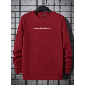Black Sokak Kırmızı Çizgi Baskılı Oversize Bisiklet Yaka Erkek Sweatshirt