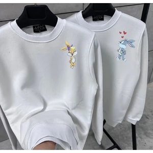 Black Sokak Unisex Beyaz Bugs Bunny Baskılı Sevgili Çift Kombini 2' Li Set