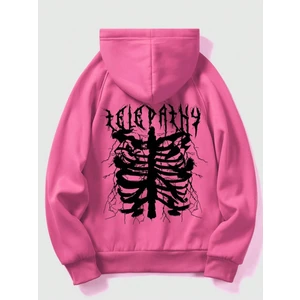 Black Sokak Pembe Telepathy Baskılı Oversize Kapşonlu Erkek Sweatshirt